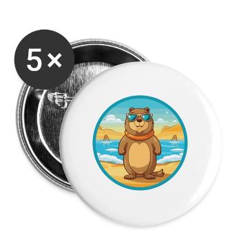 Gopher Aquarell Cartoon Kawaii Clipart Tier - Buttons groß 56 mm (5er Pack) - Weiß - Vorne