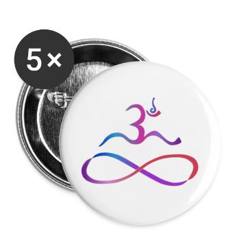 Aum mit Lemniskate helle Kontur - Buttons groß 56 mm (5er Pack) - Weiß - Vorne