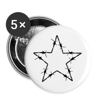 Stacheldraht 5 Eck Stern - Geschenkidee Tattoo - Buttons groß 56 mm (5er Pack) - Weiß - Vorne