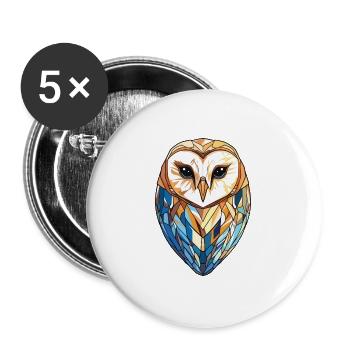 Scheune Langohreule buntes Aquarell Tier Haustier - Buttons groß 56 mm (5er Pack) - Weiß - Vorne