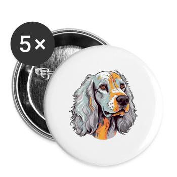 Englischer Setter Hund Rasse Aquarell Karikatur Kawaii - Buttons groß 56 mm (5er Pack) - Weiß - Vorne
