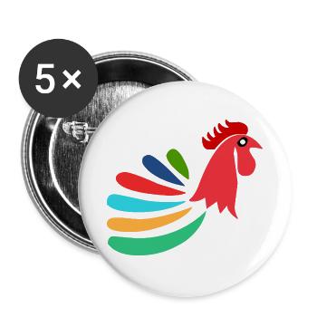 HAHN. HENNE. KÜKEN. TIER. TIERE. NATUR - Buttons groß 56 mm (5er Pack) - Weiß - Vorne