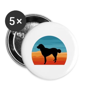Kuchi Afghan Shepard Hund Silhouette Retro Sonnenuntergang - Buttons groß 56 mm (5er Pack) - Weiß - Vorne