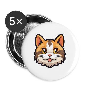 Hauskatze Cartoon Aquarell Illustration - Buttons groß 56 mm (5er Pack) - Weiß - Vorne