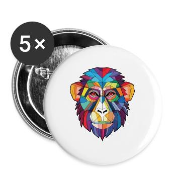 Affe buntes Aquarell Tier Haustier Illustration - Buttons groß 56 mm (5er Pack) - Weiß - Vorne