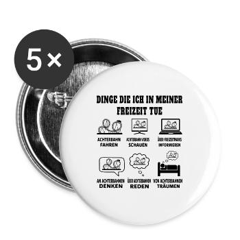 Dinge die ich in meiner Freizeit tue Achterbahn - Buttons groß 56 mm (5er Pack) - Weiß - Vorne