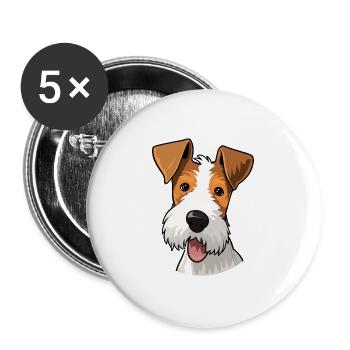 Draht Foxterrier Hunderasse Aquarell Karikatur Kawa - Buttons groß 56 mm (5er Pack) - Weiß - Vorne
