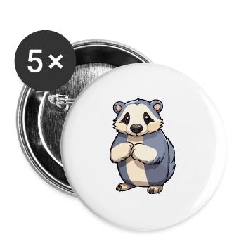 Dachs Niedliche Karikatur Kawaii Aquarell Tier Haustier - Buttons groß 56 mm (5er Pack) - Weiß - Vorne