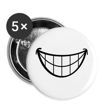 Großes Lächeln. Lächelnder Mund, Lippen Gesicht. - Buttons groß 56 mm (5er Pack) - Weiß - Vorne