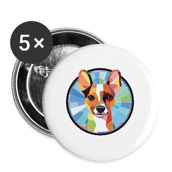 Decker Ratte Terrier Hunderasse buntes Aquarell - Buttons groß 56 mm (5er Pack) - Weiß - Vorne