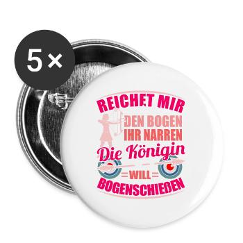 Bogenschützin Bogensport Bogenschießen Mädchen - Buttons groß 56 mm (5er Pack) - Weiß - Vorne