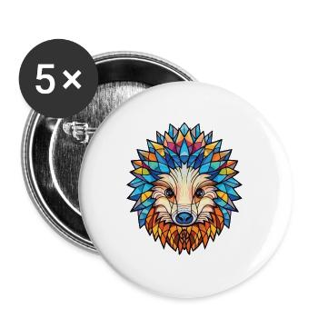 Igel Buntes Aquarell Tier Illustration - Buttons groß 56 mm (5er Pack) - Weiß - Vorne