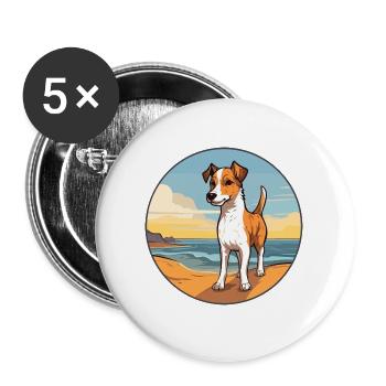 Chilenischer Foxterrier Hunderasse Cartoon Kawaii Hund - Buttons groß 56 mm (5er Pack) - Weiß - Vorne