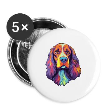 English Springer Spaniel Hunderasse Cartoon Kawaii - Buttons groß 56 mm (5er Pack) - Weiß - Vorne