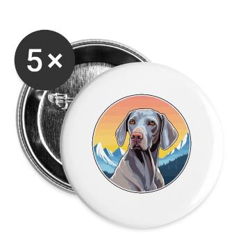 Weimaraner Hunderasse Karikatur Kawaii Aquarell - Buttons groß 56 mm (5er Pack) - Weiß - Vorne