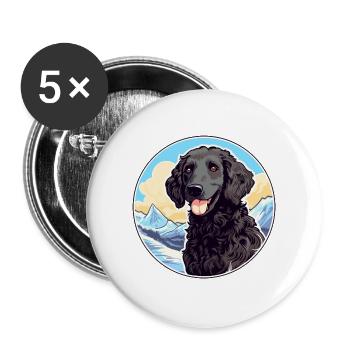Lockige beschichtete Retriever-Hunderasse Karikatur Kawaii Wa - Buttons groß 56 mm (5er Pack) - Weiß - Vorne