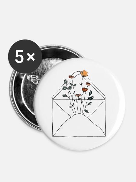 Blumengrüße² - Buttons groß 56 mm (5er Pack) - Weiß