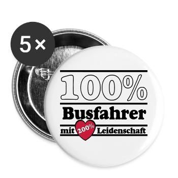 Busfahrer Bus Omnibus Kraftfahrer 100% 200% (25) - Buttons groß 56 mm (5er Pack) - Weiß - Vorne