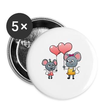 Mäuse - Buttons groß 56 mm (5er Pack) - Weiß - Vorne