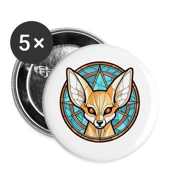 Fennec Fox bunte Aquarell-Tierillustration - Buttons groß 56 mm (5er Pack) - Weiß - Vorne