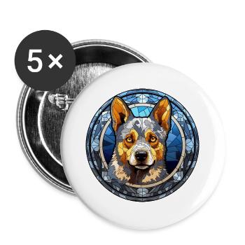 Australische Rinderhundrasse Aquarellglas - Buttons groß 56 mm (5er Pack) - Weiß - Vorne