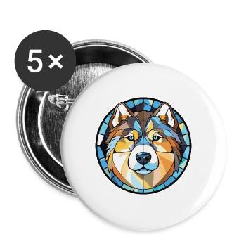 Alaska Malamute Hunderasse Aquarell Illustration - Buttons groß 56 mm (5er Pack) - Weiß - Vorne