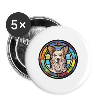 Mudi Hunderasse Buntes Aquarell - Buttons groß 56 mm (5er Pack) - Weiß - Vorne