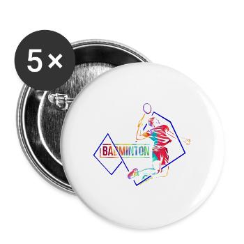 Federleichter Badminton Vereinsspieler - Buttons groß 56 mm (5er Pack) - Weiß - Vorne