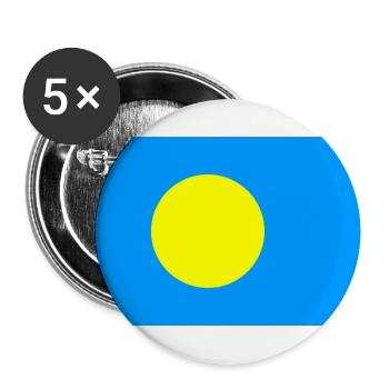 Palau – Sonnenflagge auf blauem Hintergrund - Buttons groß 56 mm (5er Pack) - Weiß - Vorne