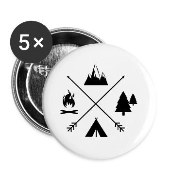 Campingzeit individuell schwarz - Buttons groß 56 mm (5er Pack) - Weiß - Vorne