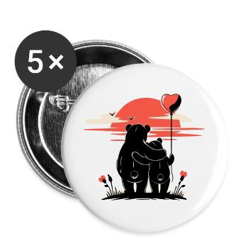 Bär in Liebe - Romantischer Sonnenuntergang - Buttons groß 56 mm (5er Pack) - Weiß - Vorne