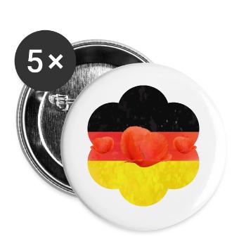 Deutschland Mohnblume - Buttons groß 56 mm (5er Pack) - Weiß - Vorne