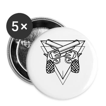 Skrupelloser Revolver Kartellboss - Buttons groß 56 mm (5er Pack) - Weiß - Vorne