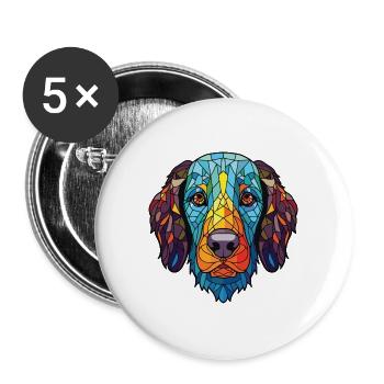 Armenische Gampr-Hunderasse Aquarell-Illustration - Buttons groß 56 mm (5er Pack) - Weiß - Vorne
