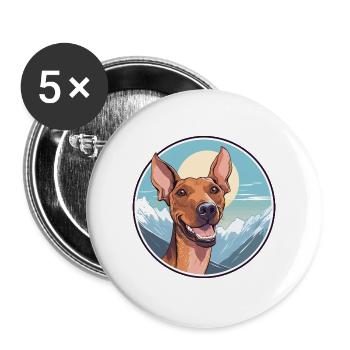 Cirneco Dell Ätna Hunderasse Cartoon Kawaii Waterco - Buttons groß 56 mm (5er Pack) - Weiß - Vorne