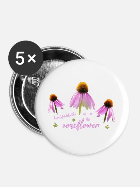 Coneflower Sonnenhut - Buttons groß 56 mm (5er Pack) - Weiß