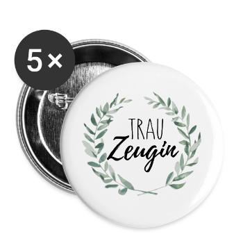 Trauzeugin - Buttons groß 56 mm (5er Pack) - Weiß - Vorne