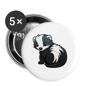 Stinktier niedliche Karikatur Kawaii Aquarell Tier Haustier - Buttons groß 56 mm (5er Pack) - Weiß - Vorne