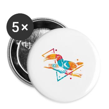 Tukan Toucan Toukan - Buttons groß 56 mm (5er Pack) - Weiß - Vorne