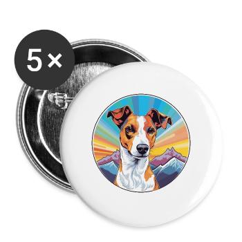 Glatter Foxterrier Hunderasse Cartoon Kawaii Waterc - Buttons groß 56 mm (5er Pack) - Weiß - Vorne