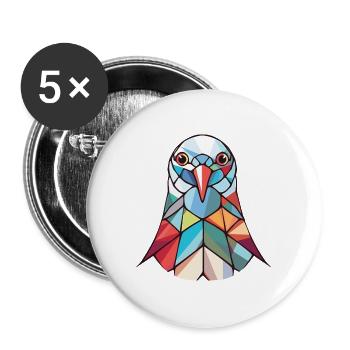 Taube buntes Aquarell Tier Haustier Illustration - Buttons groß 56 mm (5er Pack) - Weiß - Vorne