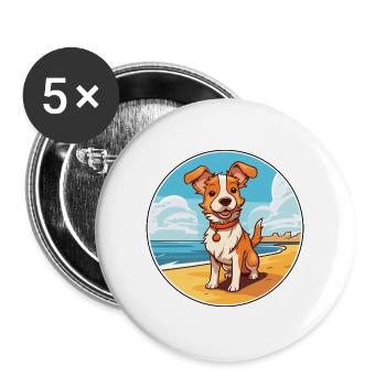 slowakische cuvac hunderasse cartoon kawaii clipart hund - Buttons groß 56 mm (5er Pack) - Weiß - Vorne