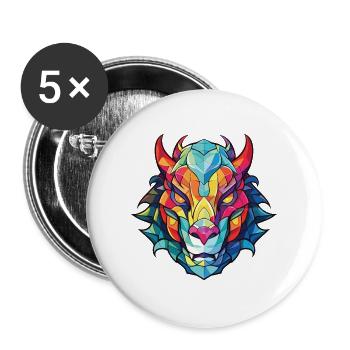 Drache Buntes Aquarell Tier Haustier Illustration - Buttons groß 56 mm (5er Pack) - Weiß - Vorne