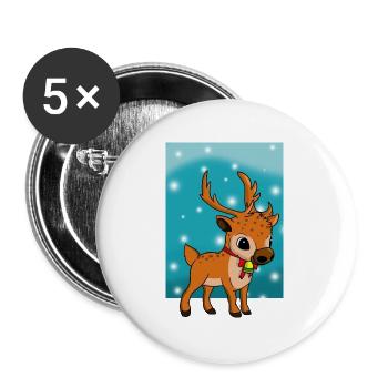 Weihnachtsrentier - Buttons groß 56 mm (5er Pack) - Weiß - Vorne