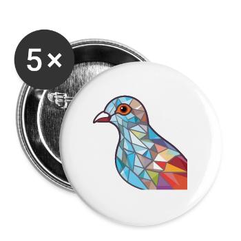 Taube buntes Aquarell Tier Haustier Illustration - Buttons groß 56 mm (5er Pack) - Weiß - Vorne