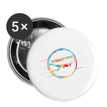 Schwindelfreie Rhönrad Turnerin - Buttons groß 56 mm (5er Pack) - Weiß - Vorne