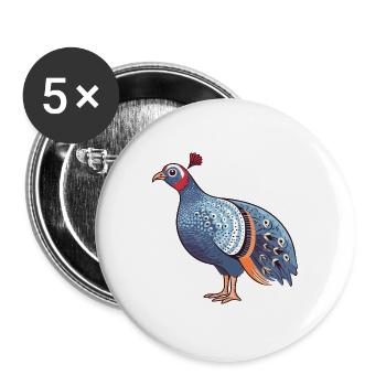 Perlhuhn Bunte Aquarell-Karikatur Kawaii Ani - Buttons groß 56 mm (5er Pack) - Weiß - Vorne