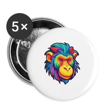 Mandrill Buntes Aquarell Cartoon Kawaii Tier - Buttons groß 56 mm (5er Pack) - Weiß - Vorne