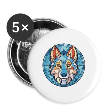 Tschechoslowakischer Wolfshund Hunderasse buntes Aquarell - Buttons groß 56 mm (5er Pack) - Weiß - Vorne