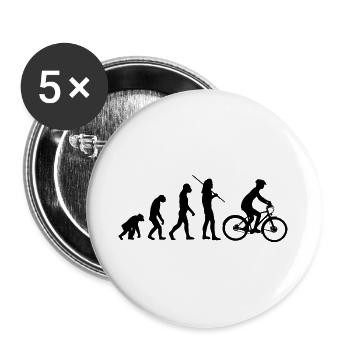 Evolution Radfahrer - Vom Affen zum Fahrrad - Buttons groß 56 mm (5er Pack) - Weiß - Vorne